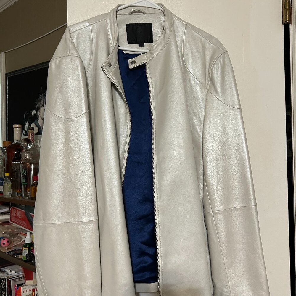 Cadogan off white lambskin moto jacket